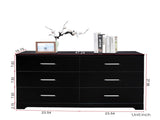 6 Drawer Double Dresser for Bedroom, Wide Storage Cabinet for Living Room Home Entryway, Black 37321559