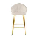 Shell shape off white velvet bar chair, gold-plated metal chair legs, suitable for coffee shop, bar, W210P224255