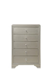 ZUN 1pc Modern Glam Style Champagne Finish Glam Five Drawer Chest Embossed Crocodile Pattern Wooden B011P216716