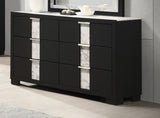 ZUN 1pc Contemporary Dresser Six Drawers Metal knobs Black White Finish Bedroom Wooden Furniture B011P255295