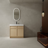 36" Freestanding Bathroom Vanity with White Resin Sink & 2 Soft-Close Cabinet Doors W999P239161