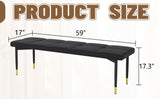 59*17 Inch Multifunctional Black Shoe Bench - Faux PU Cushion, Sturdy Metal Legs With Gold W1151P214997