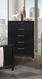 ZUN 1pc Contemporary 5-Drawer Black Tall Chest Metal Knobs Modern Design Wooden Bedroom Furniture B011P240207