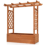 ZUN 43.5*17.5*44.5 In Fir With Arched Lattice Raised Garden Bed Wooden Planting Frame Teak Color 98677889