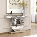 ZUN 47.2'' Mirrored Glass Console Table with Crystal Inlay T3036P246928