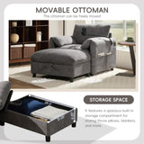 38" Single Sofa with Storage Ottoman, Adjustable Phone Holder, USB Charger, Side Storage Pockets, N723P303462E