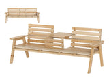 Wooden bench withFol dable Middle Table - Natural 13693200