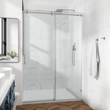 60*76" Fixed & Sliding Shower Door, Square Tube Hardware, Clear Glass Shower Door, 3/8 SGCC 14766289