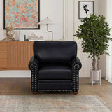 Living Room Sofa Single Seat Chair with Wood Leg Black Faux Leather W1097125450