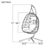 Egg Chair with Stand Indoor Outdoor Swing Chair Patio Wicker Hanging Egg Chair Hanging Basket Chair W87433841