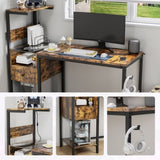 ZUN Computer Desk with Power Outlet & Storage Shelves, Study Writing Table with USB Ports Charging W578P191951