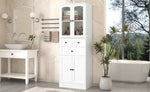 ZUN Tall Bathroom Storage Cabinet, Cabinet with Four Doors and Drawers, Adjustable Shelf, MDF Board, N725P186647W