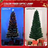 ZUN 6 FT Pre-lit Christmas Tree, Artificial Fiber Optic Christmas Tree with Lighted Top Star and 220 97014483