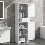 ZUN Tall Bathroom Storage Cabinet, Freestanding Storage Cabinet with Drawer and Adjustable Shelf, MDF 49560889