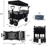 Collapsible Wagon 140L Wagons Carts Foldable with Removable Canopy, Folding Wagon Cart with Wheels T3060P247159