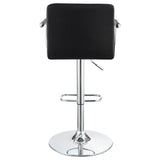 ZUN Black and Chrome Adjustable Bar Stool with Arms B062P145662