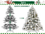 6ft Flocked Scarecrow-Shaped Christmas Tree with 270 Warm White LED Lights, 594 PVC Memory Wire 76273616