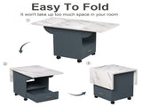 39.4" Wood Folding Dining with 4 Wheels, Wood Folding End with Wheels, Folding Dining 18512493