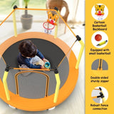 ZUN 55-inch Trampoline for Kids Indoor & Outdoor Small Toddler Trampoline with Basketball Hoop 11793411