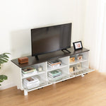 ZUN TV stand,TV cabinet,American country style TV lockers,The toughened glass door panel,Metal W679P163726