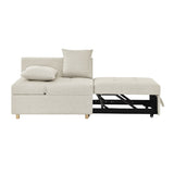 Convertible Sleeper Sofa Chair Adjustable Backrest Recliner with Pullout Sofa Bed with Wheels, W1413P227519