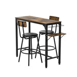 ZUN Wood Top Metal Base side table Industrial Bar Table with two chair--Adjustable table base Bistro 30755308