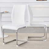 Luxury Simple Arch Chair - Set of 2 White PU Material High Resilience Dining Chair with Arched Metal W1151P154869