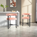 ZUN House Hold Bar Set of 2, Modern Bar Stool with Back, Black Metal Frames, Upholstered Bar W1588P194943