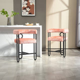 ZUN House Hold Bar Set of 2, Modern Bar Stool with Back, Black Metal Frames, Upholstered Bar W1588P194943