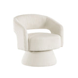 Modern Luxurious Swivel Accent Chair Beige Soft Corduroy Plush Seating Solid Wood Stylish Home B011P256230