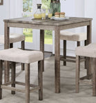 ZUN Transitional 5pc Counter Height Dining Set Gray Counter HT. Table and 4x Stools Linen-like Beige B011P230005