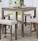 ZUN Transitional 5pc Counter Height Dining Set Gray Counter HT. Table and 4x Stools Linen-like Beige B011P230005