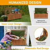 ZUN Wooden Outdoor Storage Bench Large Deck Box, Entryway Storage Bench with Inner Waterproof Dustproof 54513989