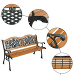 ZUN 49" Garden Bench Outdoor Patio Park Chair Furniture Hardwood Slats Cast Iron Frame 40097071