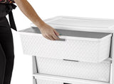 Wide 3 Drawer Tower, Plastic Storage Organizer with Removable Decorative Bins, Easy to Assemble - No 75623775