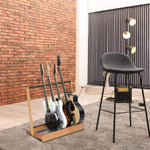 ZUN Folding Hardwood With Corrugated Metal Guitar Stand for Electric Guitar, Bass, or Acoustic 35910596