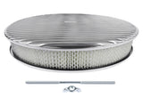14" x 3" 14 Full Finned Aluminum Round Air Cleaner Air Filter Kit Polished with a Recessed Base and 28755144