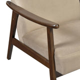 Mid-Century Modern Design 1pc Accent Chair Light Brown Velvet Upholstery Dark Walnut Finish Wood, B011P256601