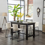 ZUN Bronco Antique Wood Finished Counter Height Dining Set: Table and Four White Chairs T2574P195183