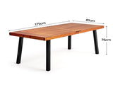 6-Person Indoor Outdoor Poplar Dining Table, Picnic Table with Powder-Coated Steel Legs, Teak 44017215