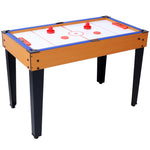 ZUN 5-in-1 Multi-Game Table - Billiards, Push Hockey, Foosball, Ping Pong, and Basketball brown /blue W465P164156