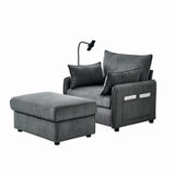 55" Oversized Chaise Lounge Chair Indoor with Ottoman and Storage , Comfy Corduroy Single Sofa, W3373P330165