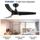 ZUN YUHAO 42-Inch 3-Blade Matte Black DC Motor Modern Contemporary LED Ceiling Fan-42 x 42 x 10.34 W1367P183809