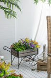 24.4x12.6x15.4" Rustic Black Trolley Cart Plant Stand, Planter W2078P322246