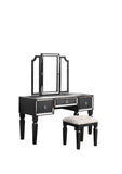 Luxurious Majestic Classic Black Color Vanity w Stool 3- Storage Drawers 1pc Bedroom Furniture B011111849