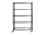 5-Tier NSF-Certified Steel Wire Shelving with Wheels Black 47544310