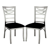 Set of 2 Black Microfiber and Metal Side Chairs in Silver B016P156811