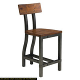 ZUN Rustic Brown and Gunmetal Finish Wooden Counter Height Chairs 2pc Set Industrial Design Dining B01163350