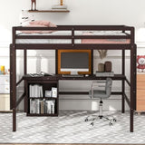 ZUN Full size Loft Bed with Desk and Writing Board, Wooden Loft Bed with Desk & 2 Drawers Cabinet 78996597