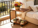 C-Shaped End Table with Wheels and Double-Layer Storage, Rolling Sofa Side Table for Couch, Bed, 65242329
